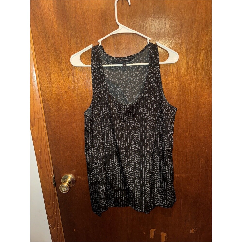 Banana Republic Womens Black White Heart Tank Blouse Size Medium